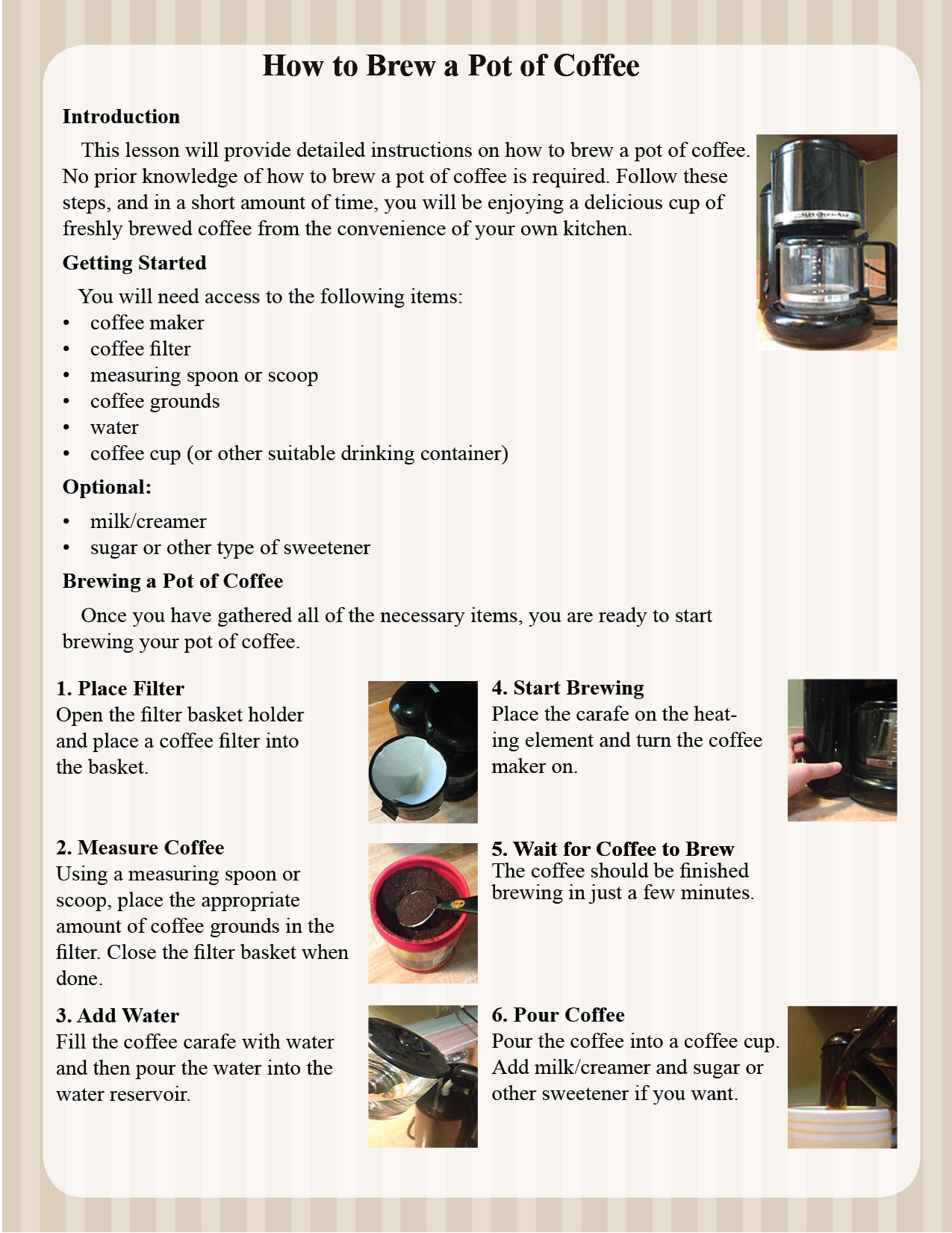 Instruction visual and text